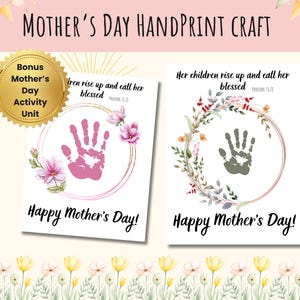 Mothers Day Handprint Craft, Printable Mothers Day Handprint, Proverbs 31 Print, Mom Handprint Craft, Toddler Mothers Day Gift