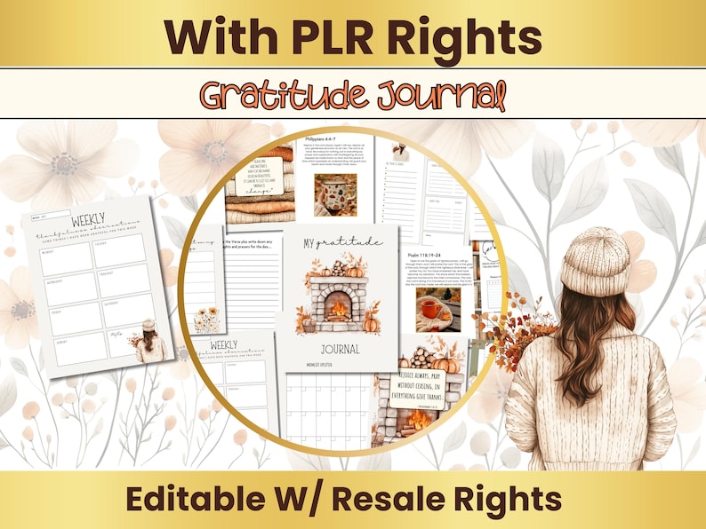 Gratitude Journal PLR | 33-page Editable Canva Template + Ready PDF ...