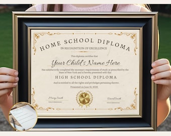 Home School-diploma, afdrukbaar Home School High School-certificaatsjabloon, bewerkbare Instant Download, DIY-diploma