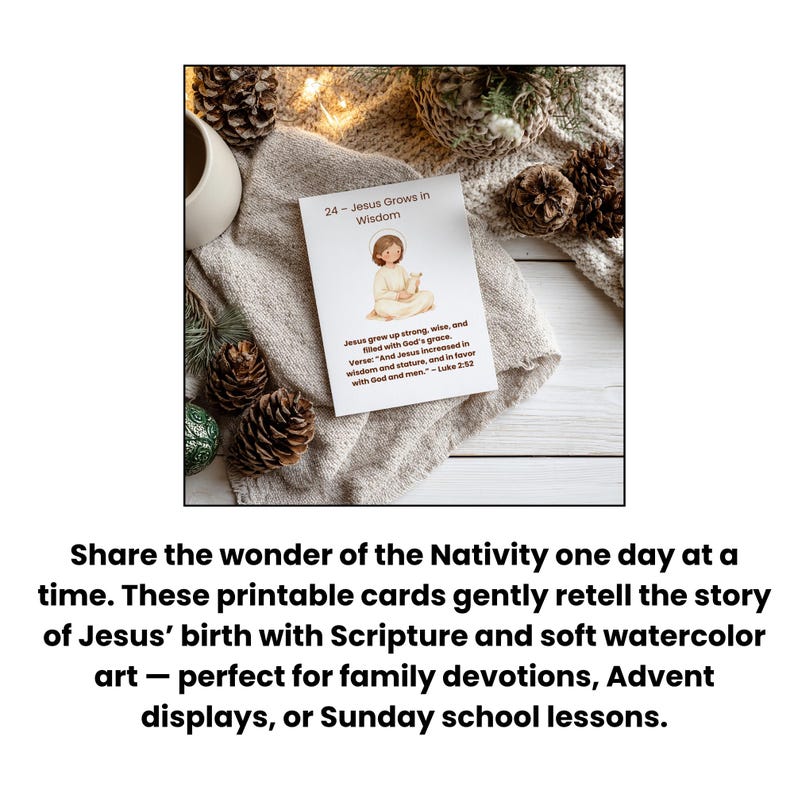 25 Nativity Story Cards With Bible Verses • Christian Christmas ...