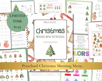Preschool Christmas Morning Menu Printable • 30+ Festive Pages for Days, Months & Weather • Charlotte Mason Inspired Homeschool