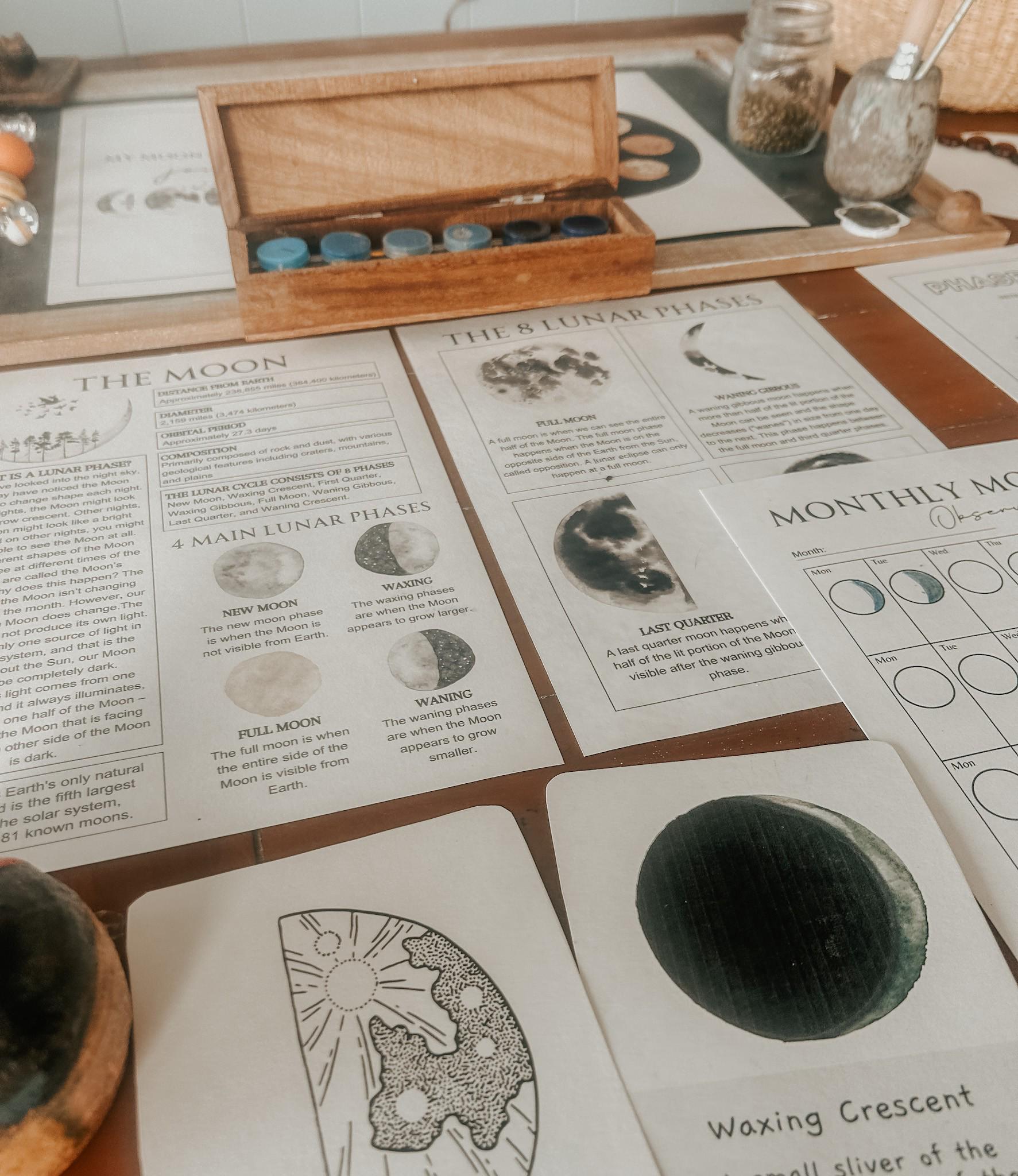 Homeschool Printable Moon Study Unit, Moon Phases Journal for Kids ...