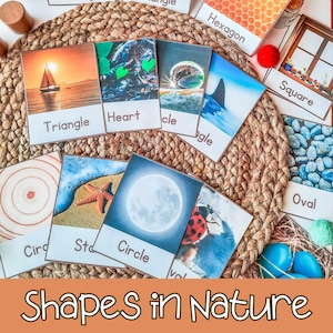 Vormen in de natuur, natuurvormen afdrukbare flashcards, Reggio Emilia-klasdecoratie, kleuterschool reggio emilia, kleuterschool charlotte mason