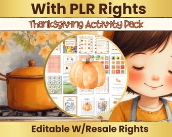 Thanksgiving Activity Pack PLR | Editable Canva Template + Ready-to-List PDF | Homeschool Printables | Done-for-You Fall Printable Bundle