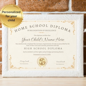 Homeschool Diploma Vorlage, benutzerdefiniertes Diplom, Homeschool Abschlussurkunde, personalisiertes Abiturdiplom