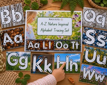 Nature Alphabet Tracing Cards | Nature ABC Printable | Gentle Learning for Preschool & Kindergarten | Reggio Emilia Inspired, homeschool