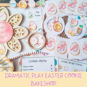 Panadería de Pascua con juegos dramáticos, imprimibles preescolares de primavera, galletas de Pascua para juegos de simulación, imprimibles preescolares, sala de juegos, centro de juegos dramáticos