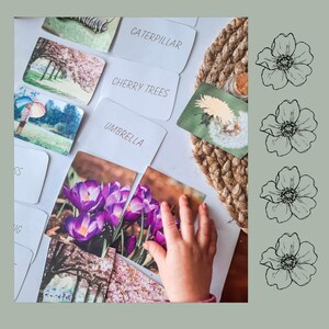 Cartes Montessori, printemps, images de vocabulaire avec cartes de mots, imprimables préscolaires, apprentissage Montessori, maternelle, activité scolaire à domicile