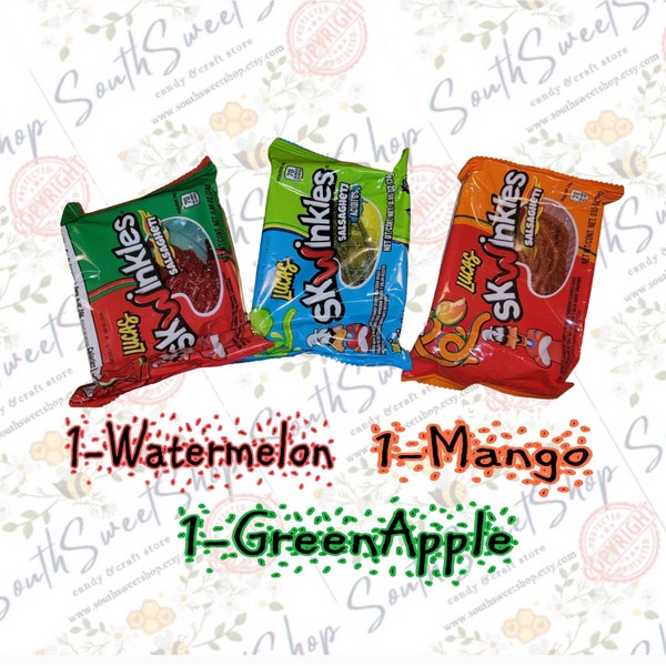 Lucas salsagheti skwinkles bundle 3 different flavors,matermelon mango,green apple