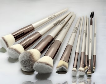 Vegan Makeup Brush Set: 10 Eco-Friendly Brushes with Vegan Leather Wrap
