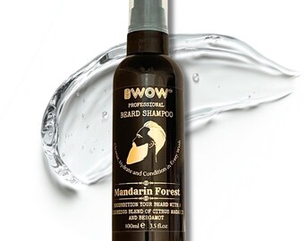 Reconditionerende baardreiniger Mandarijnbos veganistische baardverzorging 100 ml - veganistische baardshampoo - hydraterende baardwas - wreedheidvrije baardverzorging