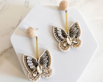 Beaded Butterfly Beaded Earrings,  Earrings, Drop Dangle Earrings Handmade. Statement spring Earrings - Lightweight and stylish!