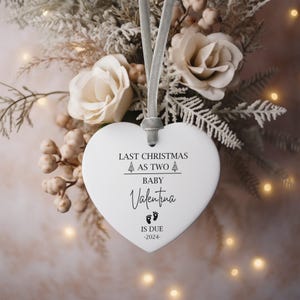 Last Christmas As Two Ornament 2024 - Pregnant Baby Announcement, New Baby Xmas Gift, Custom Parents Ornament, Family Holiday Keepsake