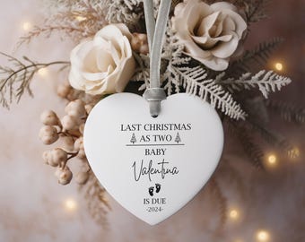 Last Christmas As Two Ornament 2025 - Pregnant Baby Announcement, New Baby Xmas Gift, Custom Parents Ornament, Family Holiday Keepsake