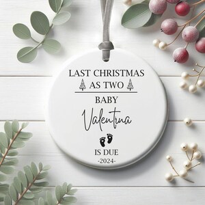 Last Christmas As Two Ornament 2024 - Pregnant Baby Announcement, New Baby Xmas Gift, Custom Parents Ornament, Family Holiday Keepsake