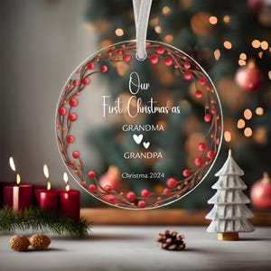 Our First Christmas as Grandparents Ornament 2024 - Personalized Grandparent Keepsake, Custom Xmas Gift, First Grandchild Ornament