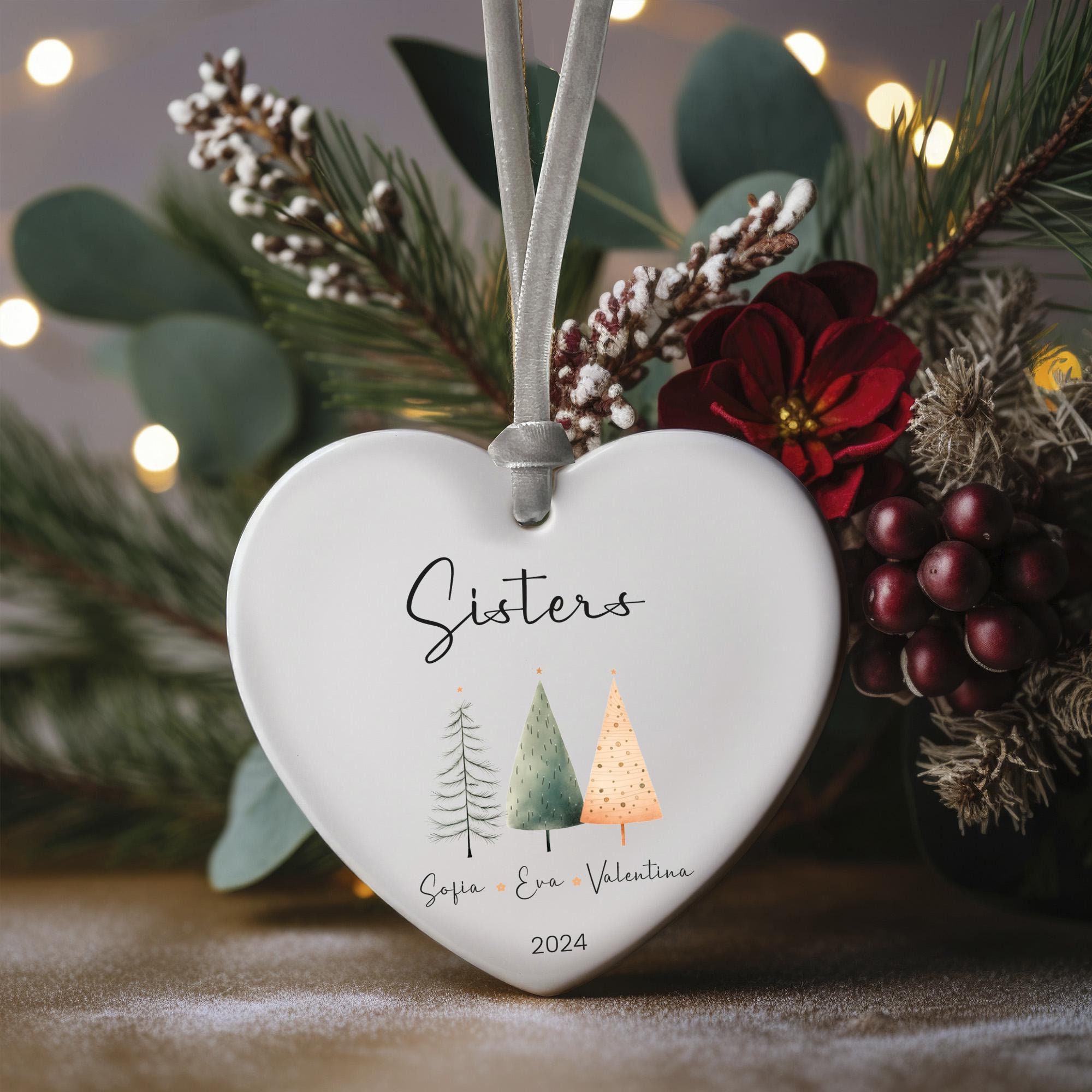 Personalized Sisters Ornament 2024 - Custom Sister Gift, Unique Xmas Keepsake, Holiday Tree Decoration, Sisterhood Christmas Ornament