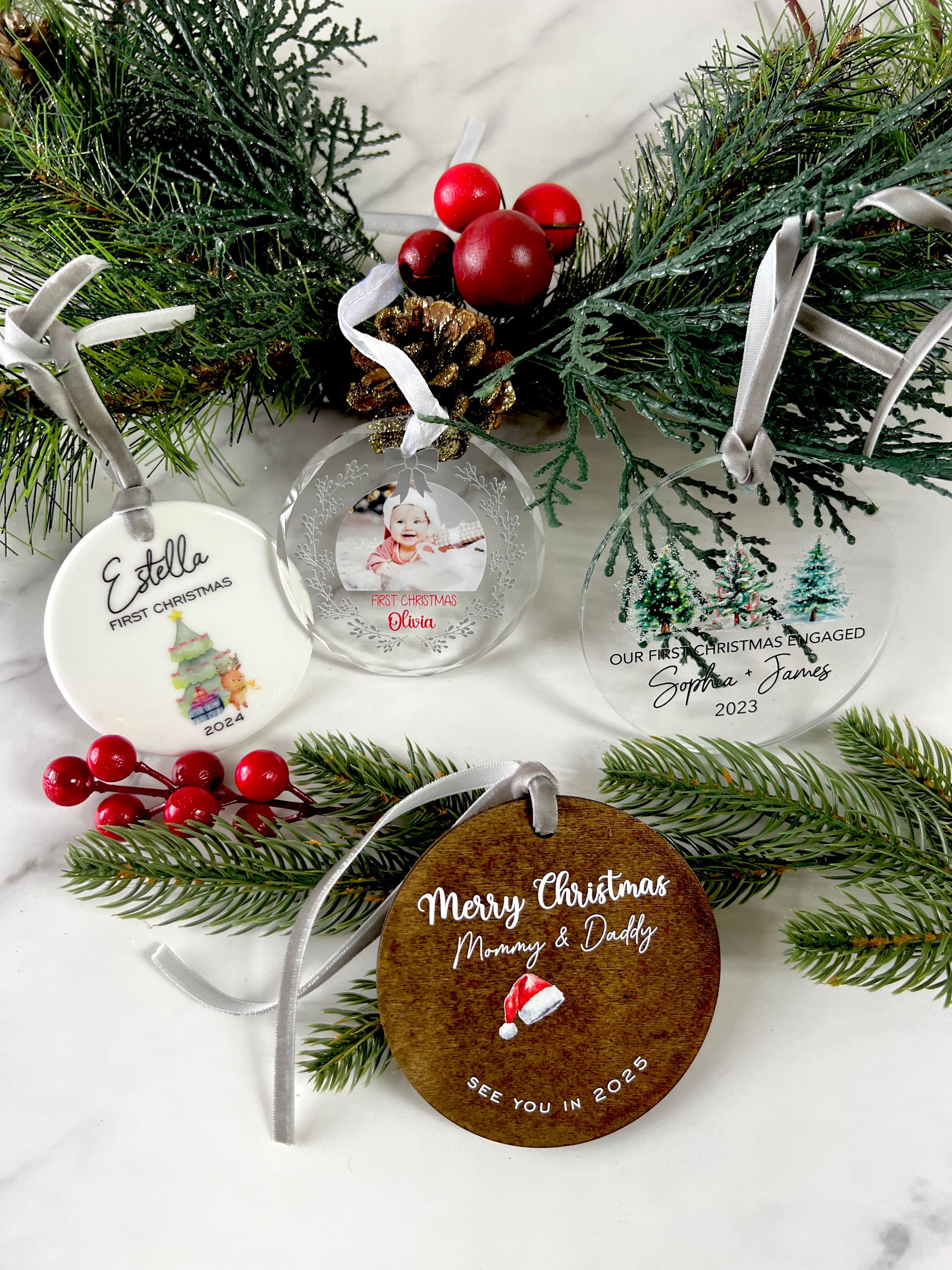 Family of Three Christmas Ornament 2024 - Personalized Family of 3 Bauble, Baby’s First Xmas Ornament, Custom Family Keepsake, First Xmas