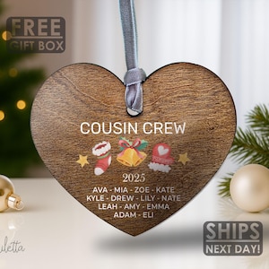 Cousin Crew Ornament – Like a Sibling Gift – Favorite Cousins Keepsake – Christmas Ornaments – Personalized Gift – Family – Stocking Stuffer
