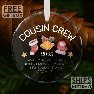Cousin Crew Ornament – Like a Sibling Gift – Favorite Cousins Keepsake – Christmas Ornaments – Personalized Gift – Family – Stocking Stuffer