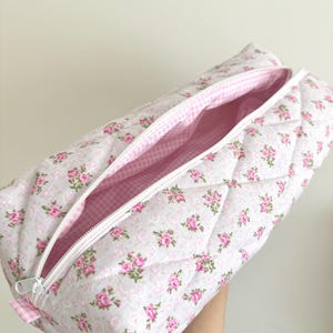Dyson Bag for Airwrap/Airstrait, Floral Pattern Hair Tool Bag, Quilted Organizer Bag, Cotton Makeup Bag, Mega Size Travel Case, Rose Pattern