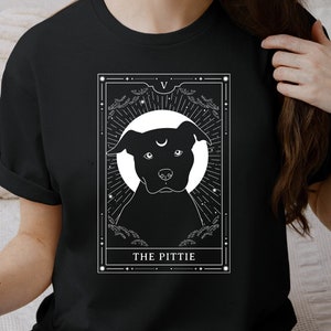 The Pittie Tarot Unisex T-Shirt for Witchy Pitbull Lovers, Gift for Pitty Owner, Pitbull Lover Bella + Canvas T-Shirt, Dog Tarot Card Shirt