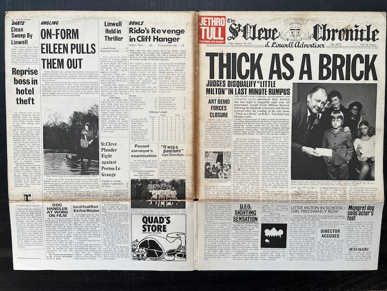 Jethro Tull Thick as A Brick Vinyl LP Record CHR 1003 Stereo Chrysalis ...