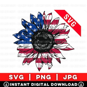 Patriotische Sonnenblume SVG, rot weiß blaue Sonnenblume, Unabhängigkeitstag, 4. Juli svg, 4. Juli Sonnenblume, Juli svg, Sommer svg png jpeg