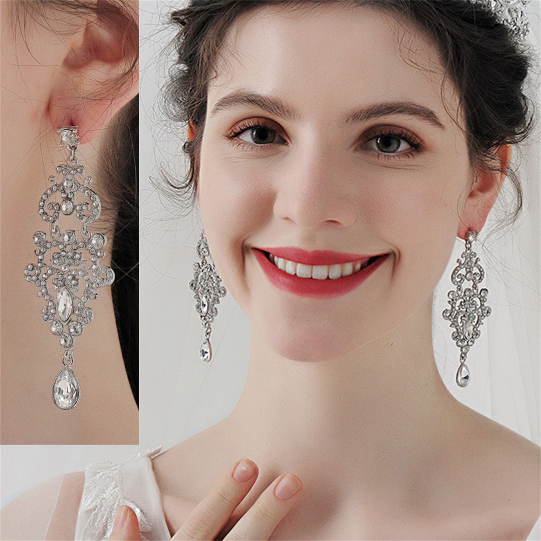 Crystal Bridal Earrings Chandelier Earrings Crystal Earrings Etsy