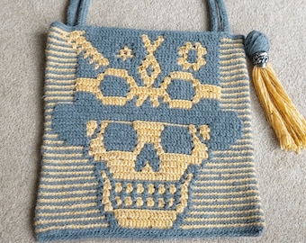 Steampunk Skull bag overlay mosaic crochet PATTERN ONLY