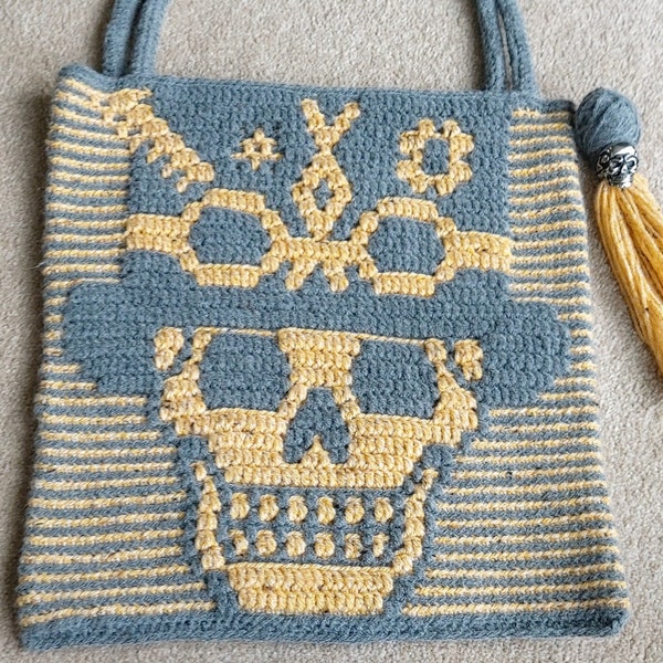 Steampunk Skull bag overlay mosaic crochet PATTERN ONLY