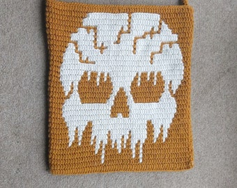 Patrón de bolso de crochet con mosaico de calavera derretida