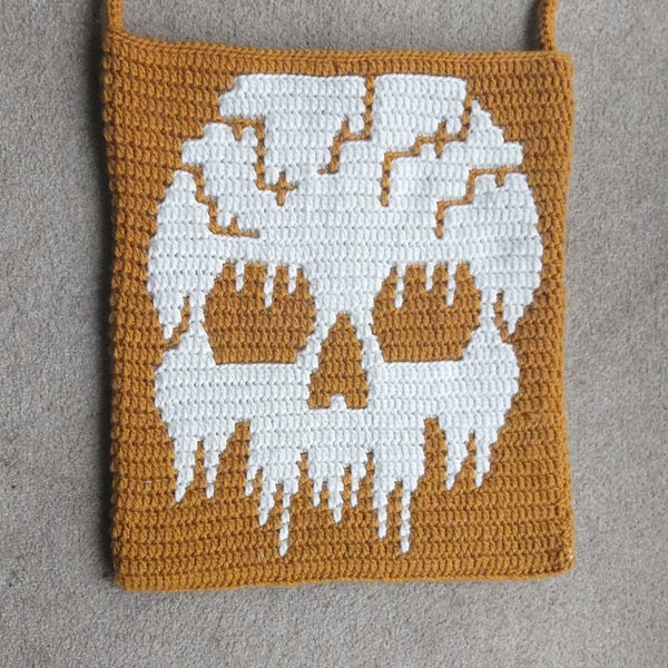 Melting Skull mosaic crochet bag pattern