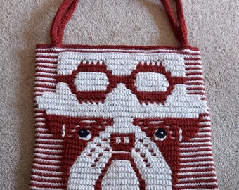 Bulldog with hat bag overlay mosaic crochet pattern
