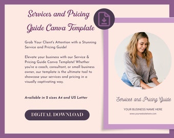 Services and Pricing Guide Canva Template, Price List Template, Client Proposal, Price List Editable, Coaching Template, Service and Pricing