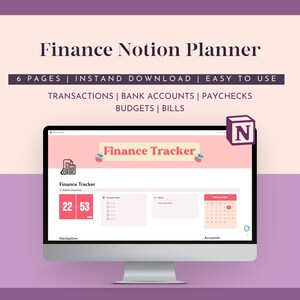 Finance Notion Planner Notion Budget Template Notion Template Finance Monthly Budget Planner Notion Financial Planner, Budget Planner Notion