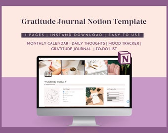 Gratitude Journal Notion Planner Gratitude Journal Notion Template, Daily Gratitude, Daily Thoughts, Mindfulness, Personal Notion, Notion