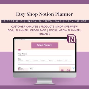 Etsy Shop Notion Planner Notion for Etsy Notion Business Planner Etsy Seller Planner Small Business Planner E-commerce Planner Notion Create