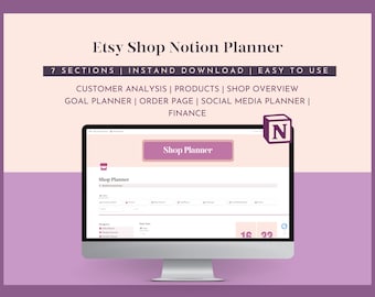 Tienda Etsy Notion Planner Notion para Etsy Notion Business Planner Etsy Seller Planner Planificador de pequeñas empresas Planificador de comercio electrónico Notion Create