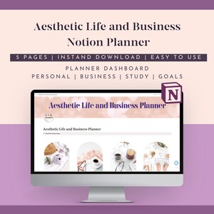 Aesthetic Life and Business Notion Planner notion business plan, notion business hub, notion aesthetic, notion life and business planner