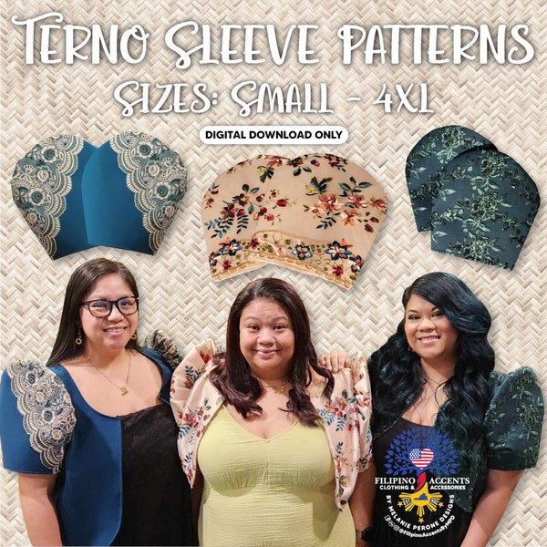 Filipina Terno / Butterfly Sleeve Patterns Small-4XL Digital Download Only