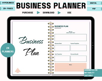Business Hyperlinked Planner Elegant Digital GoodNotes and Notability iPad Planner