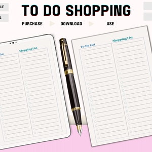 To do List Shopping List Printable Digital Download PDF A4 checklist For iPad GoodNotes & Notability