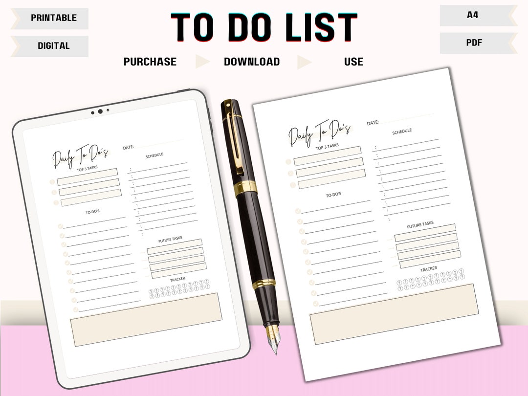 To-Do Liste zum Ausdrucken: Aufgabenliste A4 (PDF Digitaler Download