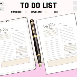 Daily Schedule To Do List A4 Printable Digital Download PDF for iPad GoodNotes and Notability Task Tracker Worksheet