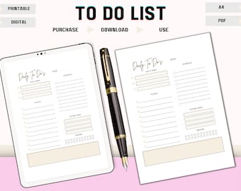 Daily To-Do List Printable: A4 Task Tracker (PDF Digital Download)