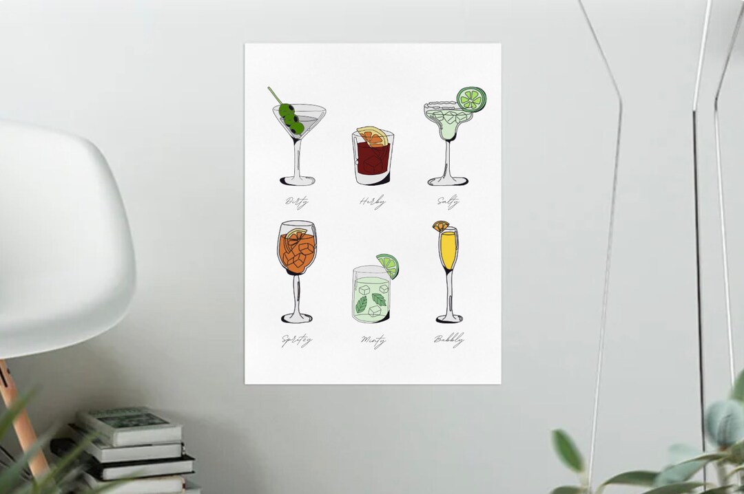 printable kitchen prints wall art, set of 6, hand... Cocktail Print Set of 6 Singles, 1 Master (7) - Digital Download ...