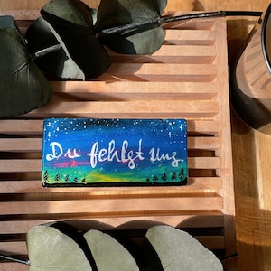 Mourning stone - plaque. We miss you. Memorial stone, consolation stone, painted stones, stone grave, tombstone, northern lights, personalized gift