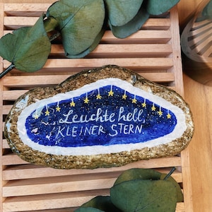Rouwsteen - glans helder, kleine ster. Gedenksteen, trooststeen, beschilderde stenen, sterrenkind, herinnering