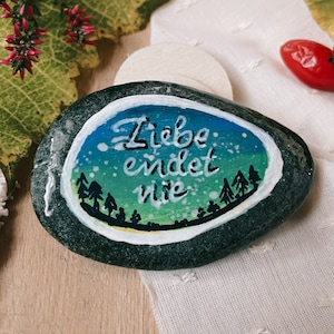 Mourning stone - Love never ends. Memorial stone, consolation stone, painted stones, stone grave